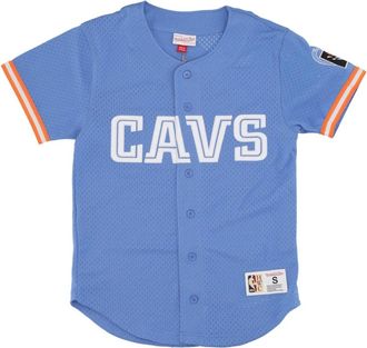 Mitchell & Ness Cleveland Cavaliers NBA Mesh Button Front Shirt - Heren - Korte mouwen Overhemden - Blauw - XL - Polyester - Overhemden