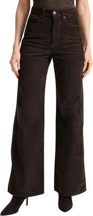 Veronica Beard Taylor High Rise Wide Leg Corduroy Pants In Dark Umber