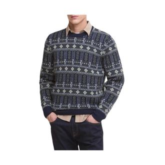 Barbour Jersey Grangetown Fair Isle con cuello redondo - Knitwear - Hombre - Azul - XL