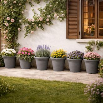 Dmora Oggettistica Lou, Set De 6 Jarrones, Estructura Color Made In Italy, Material Estructura En, Negro Antracita