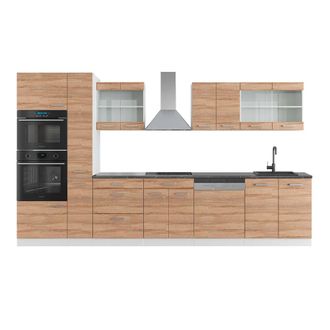 Vicco Mueble De Cocina R-line, Sonoma/blanco, 350 Cm Con Armario Alto, Et Antracita