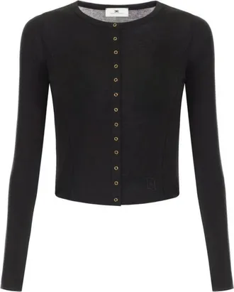 Elisabetta Franchi Truien & Vesten, Dames, Zwart, S, Wol, Lichtgewicht Jersey Cardigan