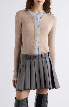 Acne Studios Kalet Silk & Wool Cardigan in Beige/light Blue at Nordstrom, Size X-Small