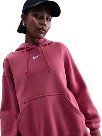 Nike Womens Phoenix Fleece OS Pullover Hoodie - Sweet Beet/Sail Size XS