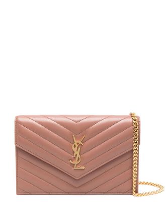 Saint Laurent Cassandre Envelope clutch bag - women - Brass/Calf Leather - One Size - Pink