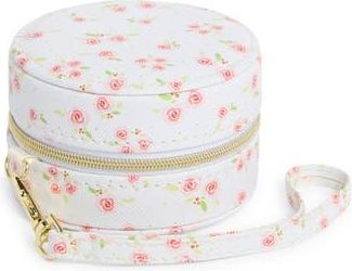 Nordstrom Mini Round Jewelry Box in White- Pink Multi Roses at Nordstrom Rack
