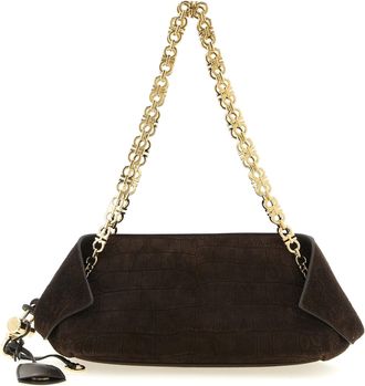 Ferragamo Brown Goatskin Shoulder Womens Bag