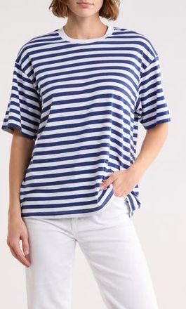 AG - Adriano Goldschmied Karter Stripe Cotton T-Shirt in True White/Broken Tide at Nordstrom Rack, Size X-Small
