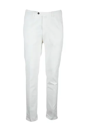 Bsettecento White Stretch Cotton Pants