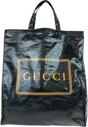 Gucci Vintage, unisex, Zwart, ONE Size, Pre-owned Coated Canvas Tote Bag Black Yellow 575140