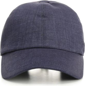 Fedeli Plain Linnen Hoed - Heren - Petten - Blauw - M - Linnen - Accessoires