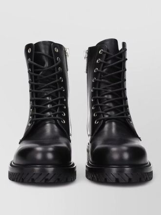 Off-white leather ankle boots