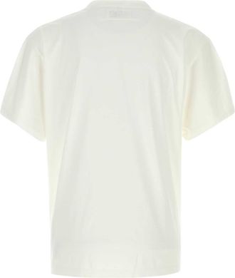 Maison Margiela Mens Brushstroke-Print Cotton T-Shirt White