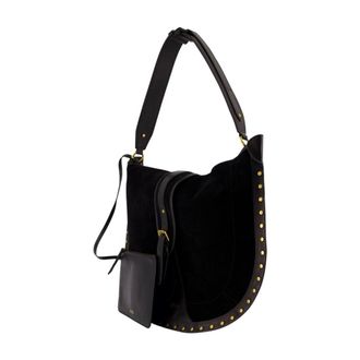 Isabel Marant Womens Oskan Soft Shoulder Bag - Isabel Marant Leather Black Calfskin Shoulder-Hobo-Bags