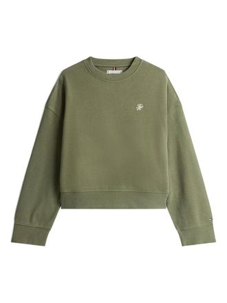 Tommy Hilfiger logo-embroidered sweatshirt - women - Cotton/Modal - M - Green