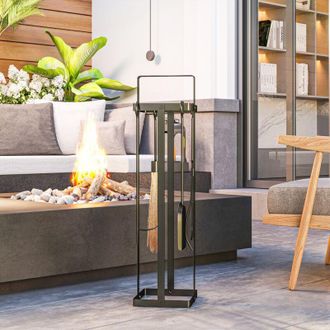 OEM Juego De 5 Piezas Para Chimenea, Accesorios Para Chimenea, Cepillo, Recogedor, Pinzas, Atizador, Soporte De Metal Negro. Accesorios Para Chimenea Y Es