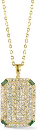 Sphera Milano Pav&eacute; Dog Tag Pendant Necklace in Gold at Nordstrom Rack