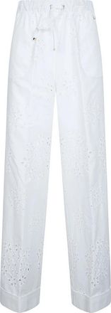 Herno Anglaise Embroidery Broeken - Dames - Straight fit broeken - Wit - XL - Katoen - Broeken
