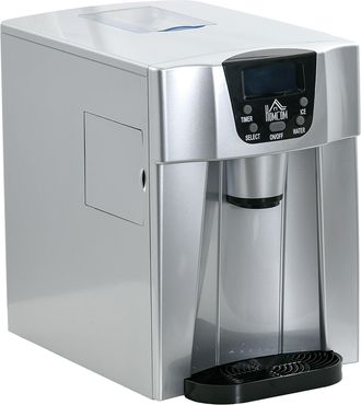 HOMCOM Ice Maker Machine And Water Dispenser No Plumbing Required Silver | TJ Hughes