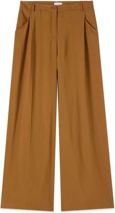 Oltre Viscose Blend Palazzo Broek - Dames - Wijde Broeken - Bruin - 3XL - Leer - Broeken