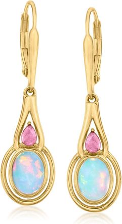 Ross-Simons Ethiopian Opal and. Pink Tourmaline Drop Earrings in 18kt Gold Over Sterling