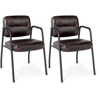 Costway Waiting Room Chair No Wheels Set of 2 with Integrated Armrests