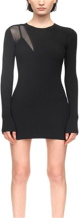 DAVID KOMA Ribbed Mesh Detail Mini Dress Black