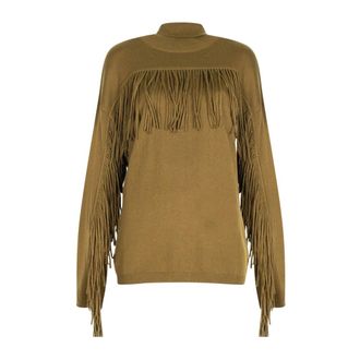 Trussardi Coltrui met franjes - Dames - Truien - Bruin - Maat: L Zijde