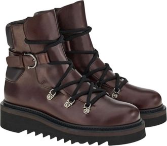 Ferragamo Womens Elimo Lace Up Boots In Brown