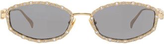 Gucci Grey Oval Ladies Sunglasses GG1803S 001 55