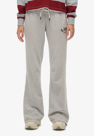 Superdry Sweathose SUPERDRY ATHLETIC EMB FLARE JOGGER, Damen, Gr. XL, N-Gr, grau (grau marl), Sweatware, Obermaterial: 100% Seide, unifarben, regular fit lang,