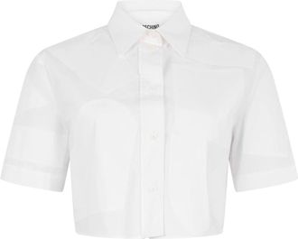Moschino Crop Shirt - Dames - Overhemden - Wit - S - Katoen - Overhemden