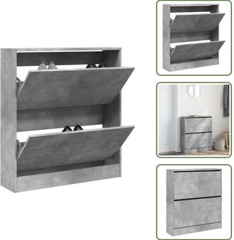 vidaXL Scarpiera con cassetti - vidaXL Scarpiera Grigio Cemento 80x21x87,5 cm in Legno Multistrato - Scarpiera per spazi ridotti