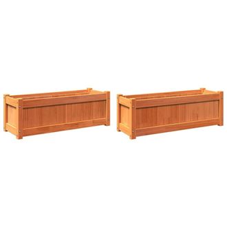 vidaXL Jardineras De Exterior 2 Uds Madera Maciza De Pino Marr&oacute;n Cera Vidaxl