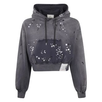 Miharayasuhiro Mihara Yasuhiro, Hoodies & sweatvesten, Dames, Zwart, L, Katoen, Embellished Sun Faded Hoodie