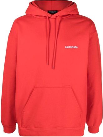 Balenciaga Back Logo Hoodie Regular Fit Bright Red 600583TMVF53168