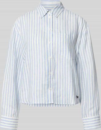 Max Mara Boxy Fit Leinenbluse mit Allover-Muster Modell ALBATRO in Hellblau, Gr&ouml;&szlig;e 34