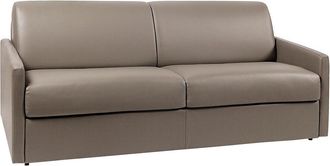 Vente-Unique Sof&aacute; cama italiano 4 plazas piel sint&eacute;tica CALIFE - Topo - Cama 160 cm - Colch&oacute;n 18 cm