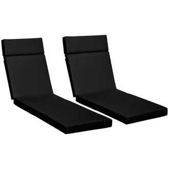 OUTSUNNY Set of 2 Lounger Cushions Deep Seat Patio Cushions with Ties Black | TJ Hughes