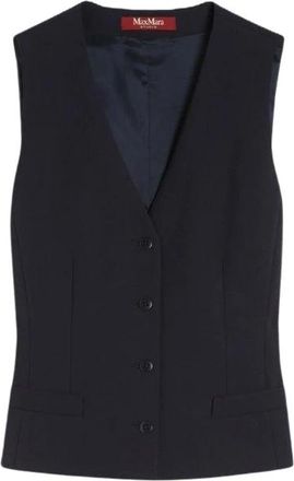 Max Mara Jassen, Dames, Blauw, XL, Wol, Madia Gilet