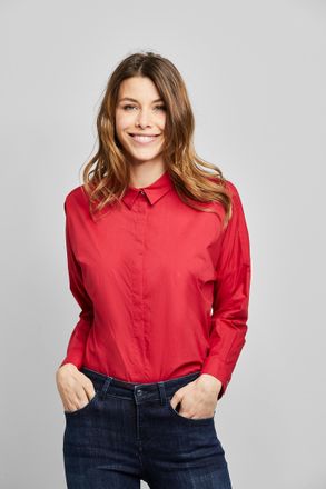 Bugatti Langarmbluse BUGATTI, Damen, Gr. 40, rot, 100% Baumwolle, Blusen Langarmbluse, in sch&ouml;ner roten Farbe