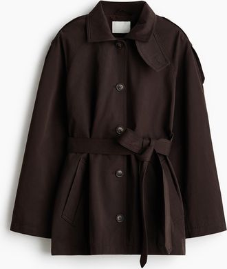 H&M Twillmantel mit G&uuml;rtel - Brown