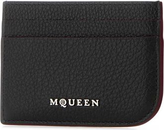 Alexander McQueen Mens Sling Card Case Black Leather Wallet