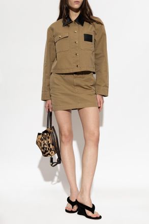 Balenciaga Khaki Denim Skirt, Womens, Green