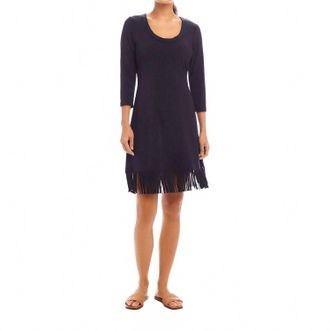 Karen Kane Fringe Hem Mini Dress In Navy