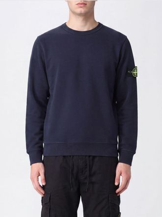 Stone Island Felpa girocollo in jersey di cotone con patch logo Compass