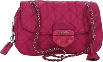 Prada Pre-owned Shoulder Bags, female, Pink, Size: ONE SIZE Pre-owned Vintage Nylon Shoulder Bag