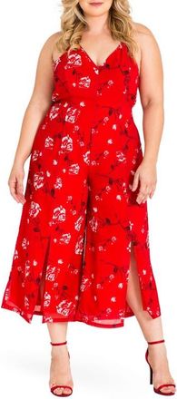Standards & Practices Dianna Halter Jumpsuit in Red Tulip Print at Nordstrom, Size 1X
