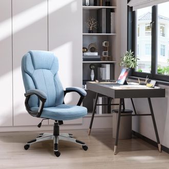 STILVORA Sedia Da Ufficio Ergonomica, Girevole E Altezza Regolabile, Rivestimento Effetto Lino, Azzurro Chiaro