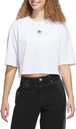adidas Originals Essentials Trefoil Logo Crop T-Shirt in White at Nordstrom, Size X-Small